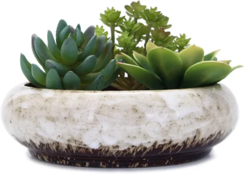 Pot rond en céramique blanche, motif chinois, 18,5 cm