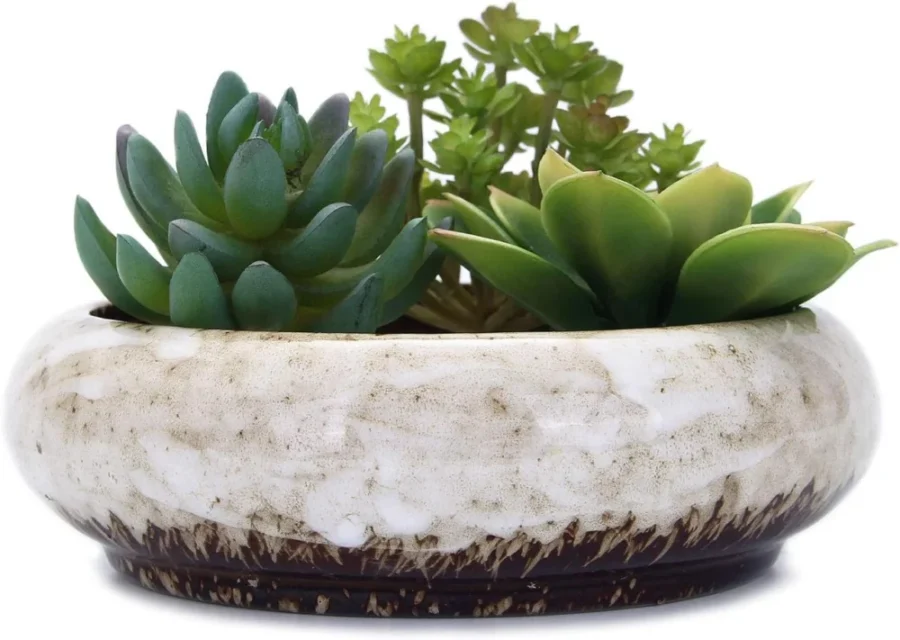 Pot rond en céramique blanche, motif chinois, 18,5 cm