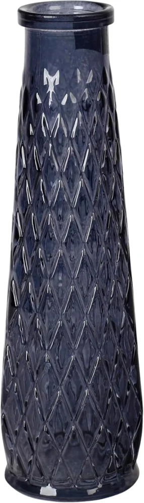 Soliflore en verre relief losange gris foncé, 22 cm