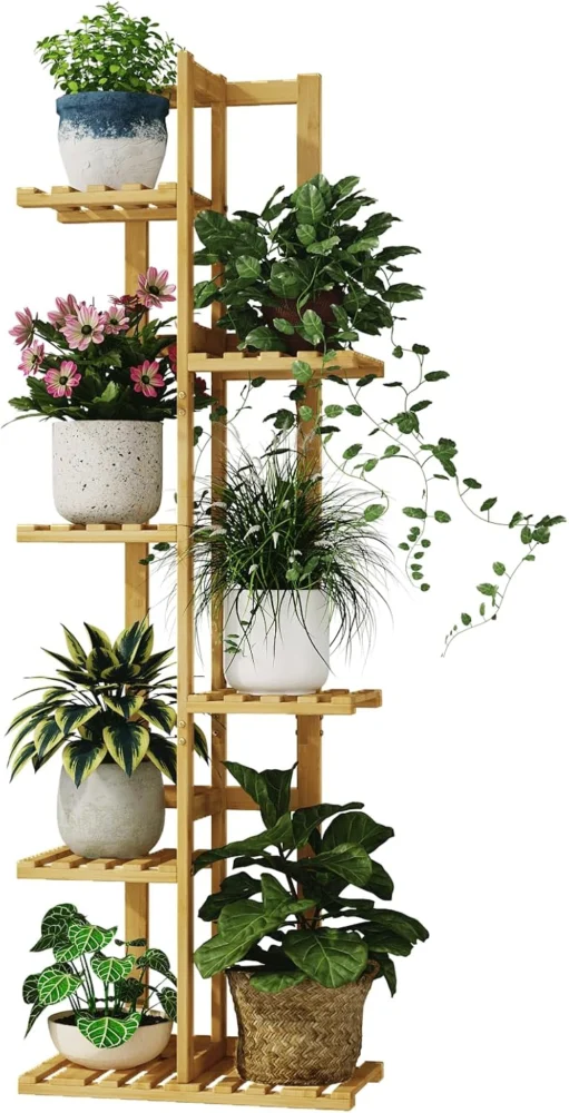 Support à plantes en bambou, 6 niveaux