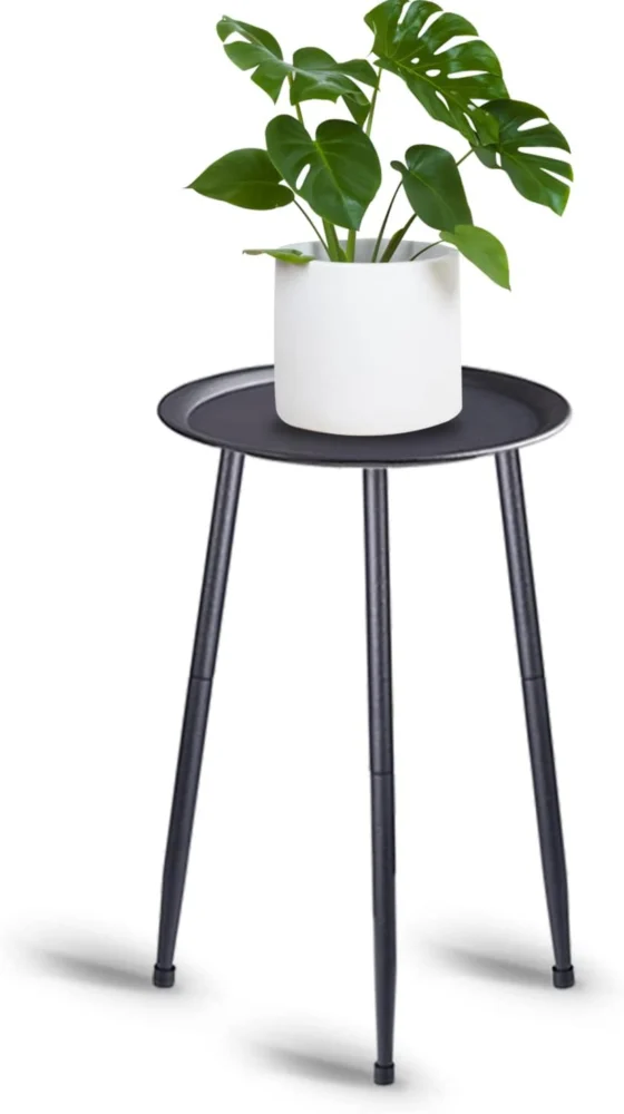 Support à plantes en métal noir, 2 niveaux, 50 cm