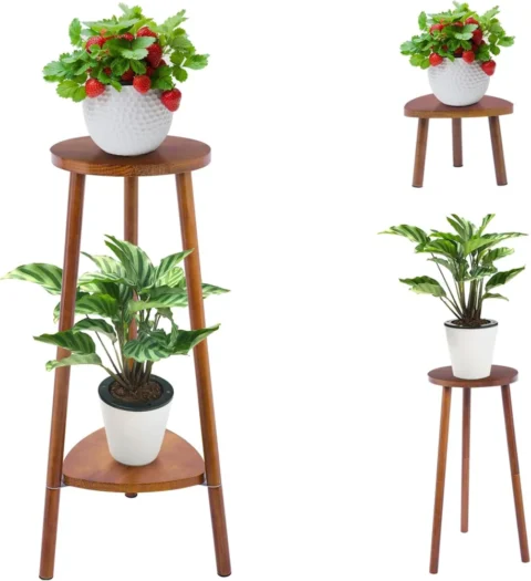 Support à plantes modulable en bois, 2 niveaux