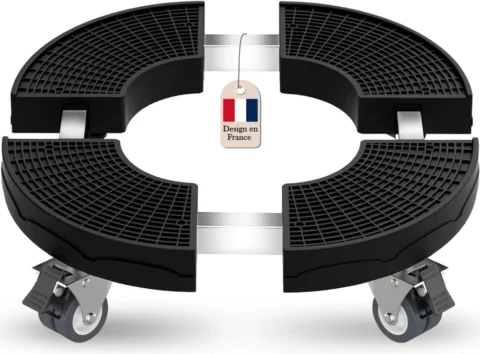 Support à roulettes réglable pour pots, noir