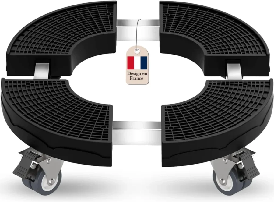 Support à roulettes réglable pour pots, noir