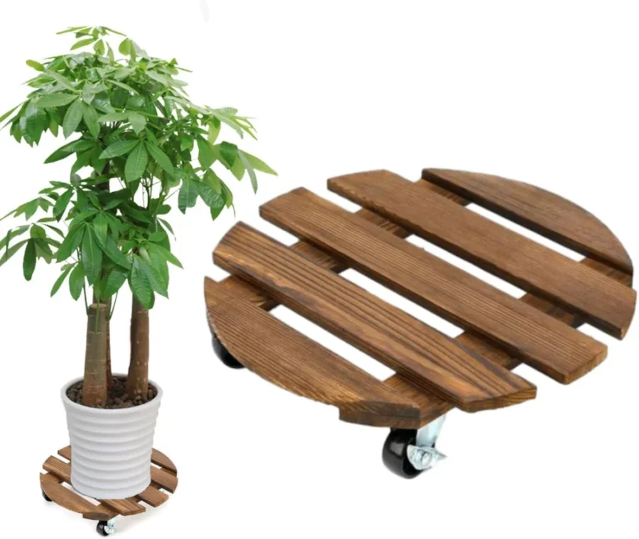 Support à roulettes rond en bois 30 cm, charge 100 kg