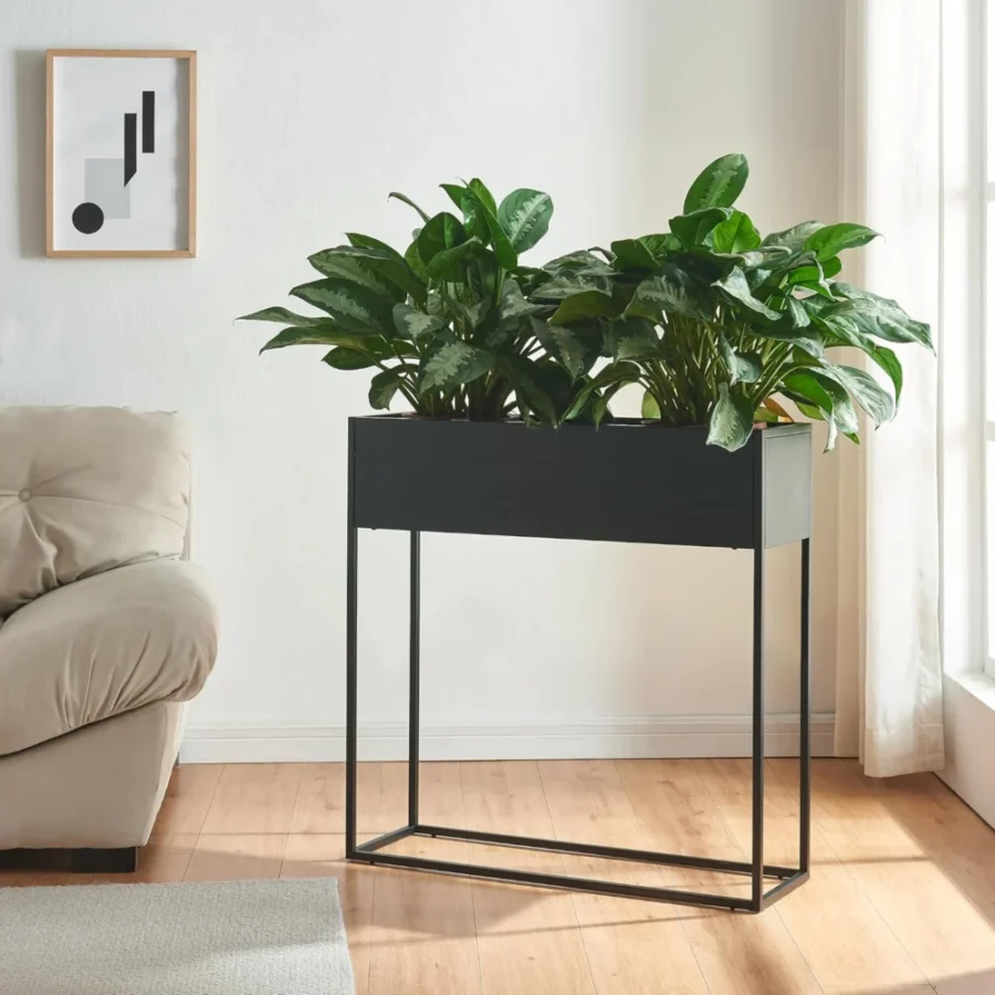 Support de plantes surélevé avec bac en acier 80 cm
