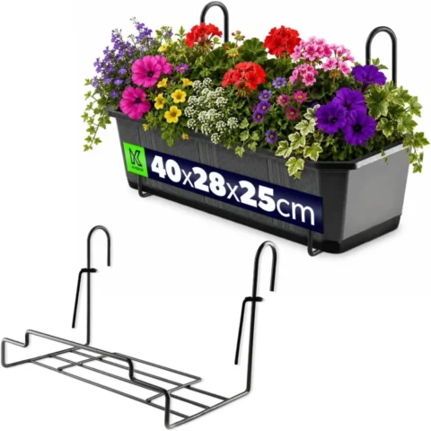 Support de pot de fleurs universel en acier noir