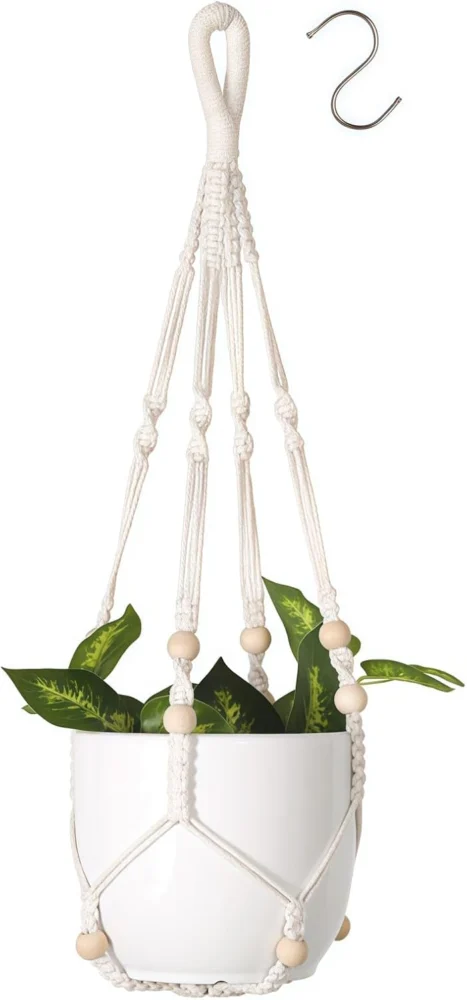 Support macramé en coton naturel pour pot suspendu