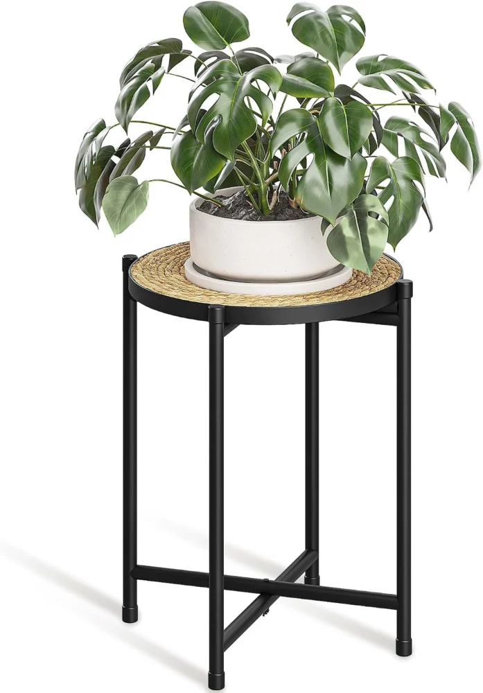 Table ronde en rotin pour plantes, style bohème, 42 cm