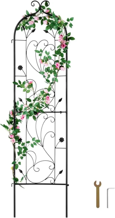 Treillis de jardin en métal noir, 38 x 152 cm