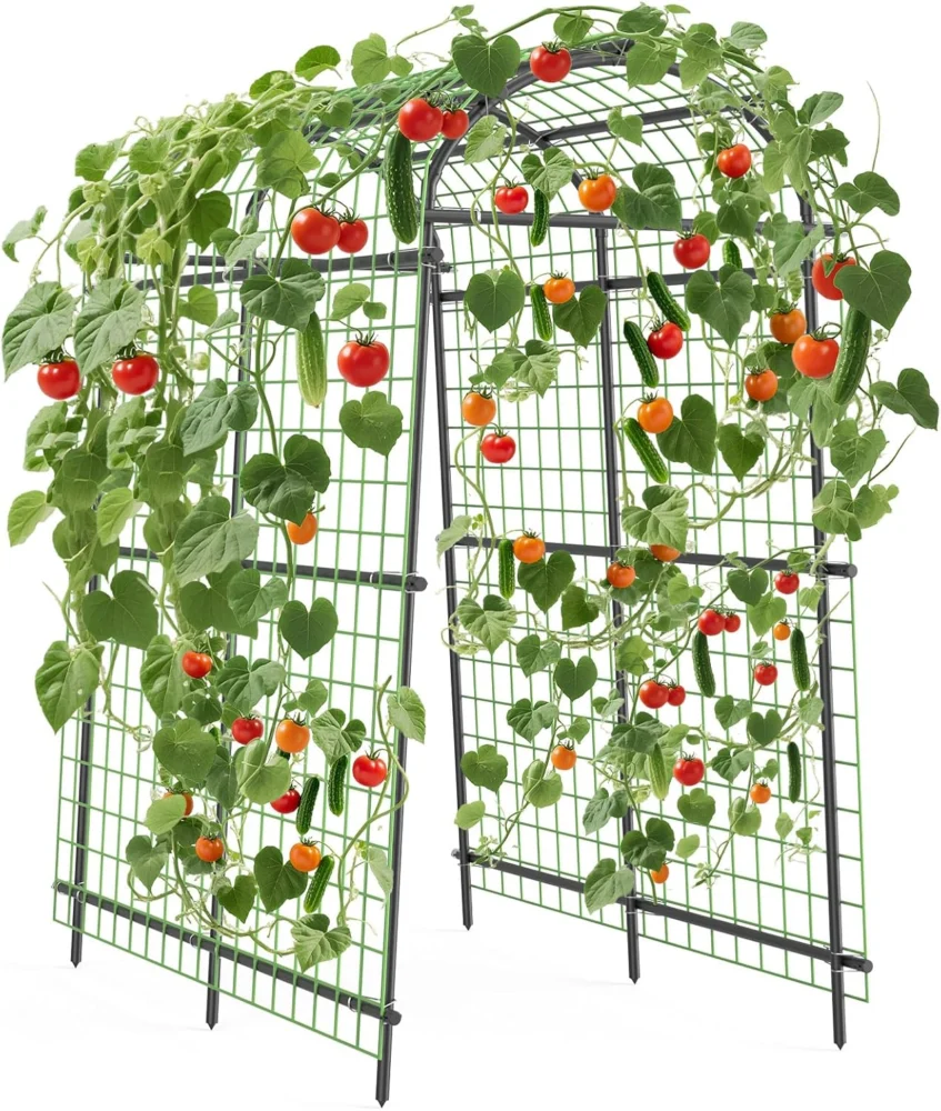 Treillis de jardin en métal noir, potager