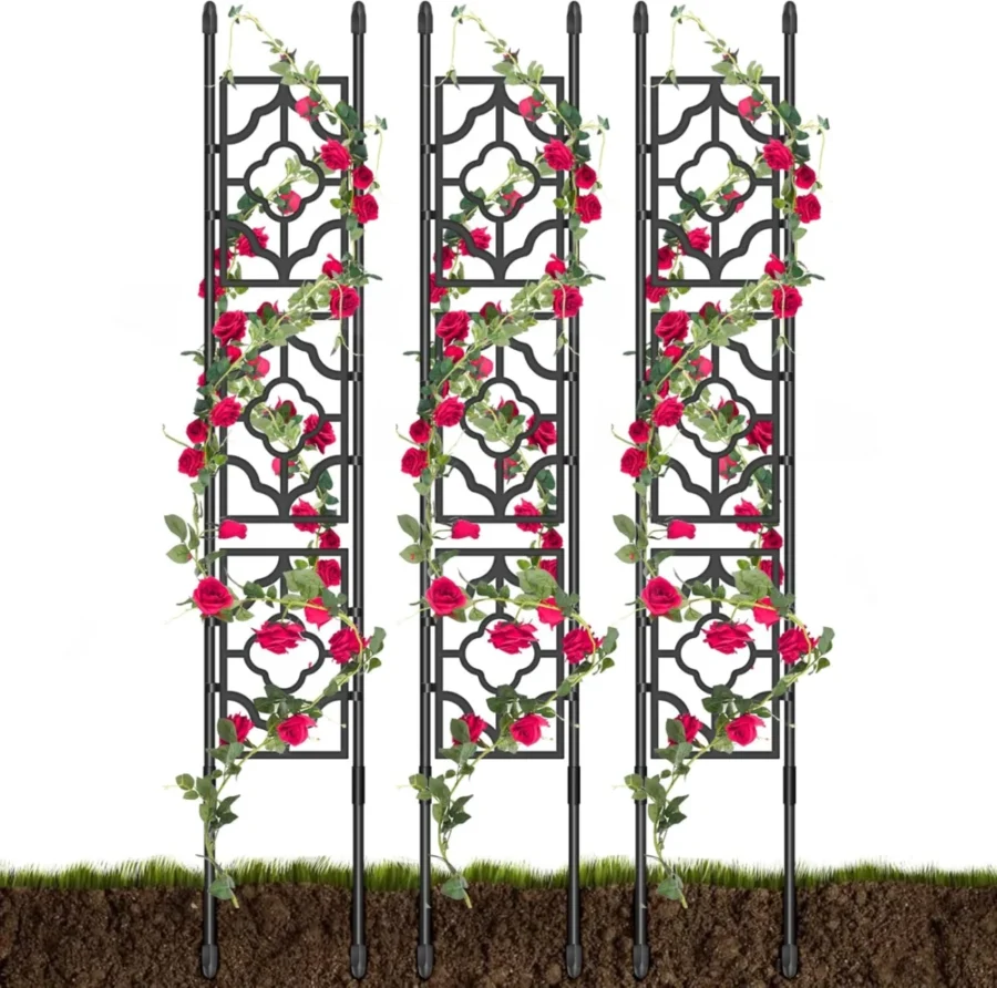 Treillis de jardin modulable en plastique noir, 5 pieds
