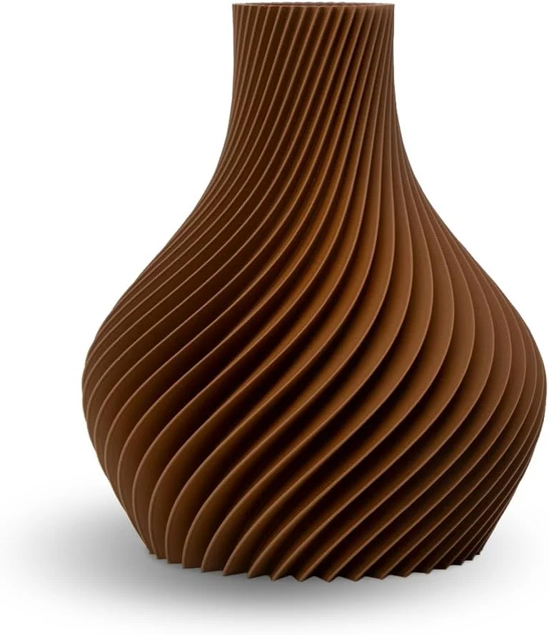 Vase 3D incassable en bioplastique marron, 12 cm