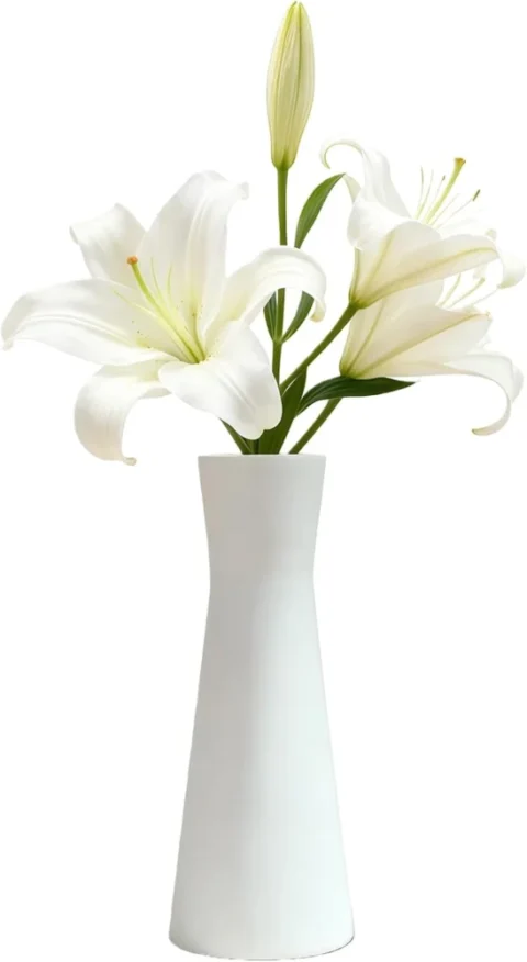 Vase à bourgeon en céramique blanche, 18 cm