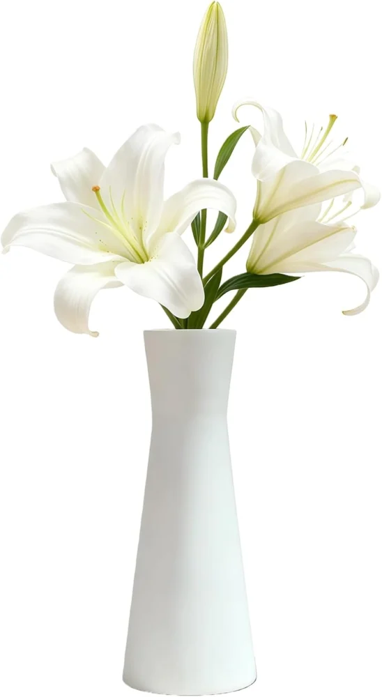 Vase à bourgeon en céramique blanche, 18 cm