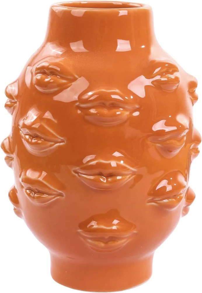 Vase à lèvres en céramique orange, décoration de table