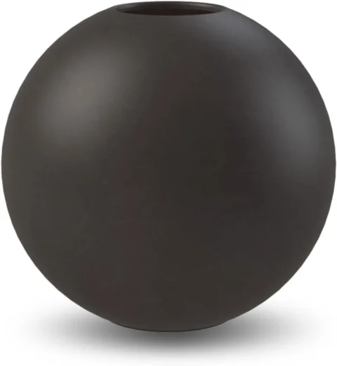 Vase boule en céramique noire mate, 20 cm