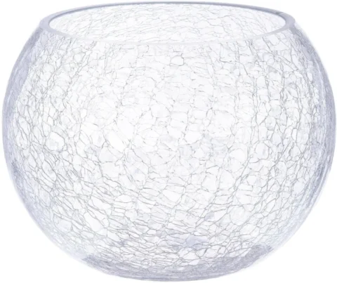 Vase boule en verre craquelé, style bohème, 15 cm