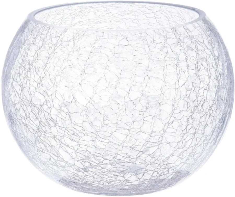 Vase boule en verre craquelé, style bohème, 15 cm
