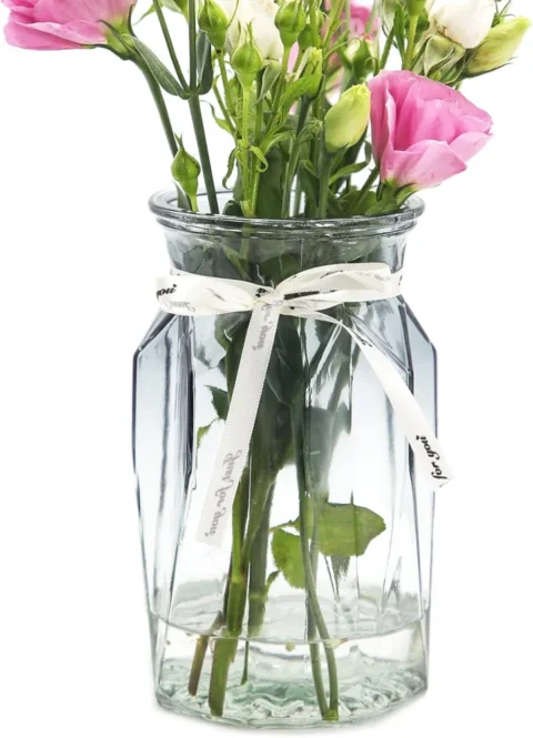 Vase bouteille en verre dégradé gris, 17,8 cm