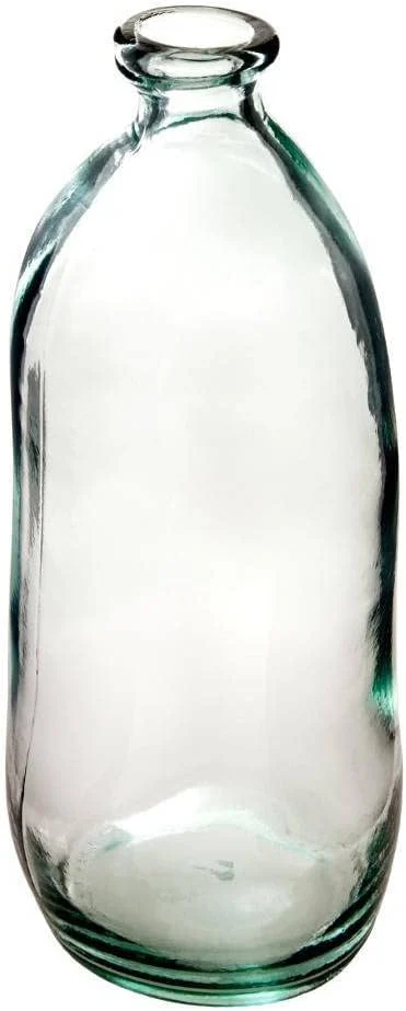 Vase bouteille en verre recyclé transparent, 51 cm