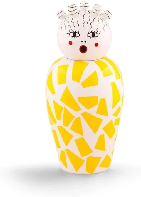 Vase Canopie jaune avec couvercle amovible, Seletti