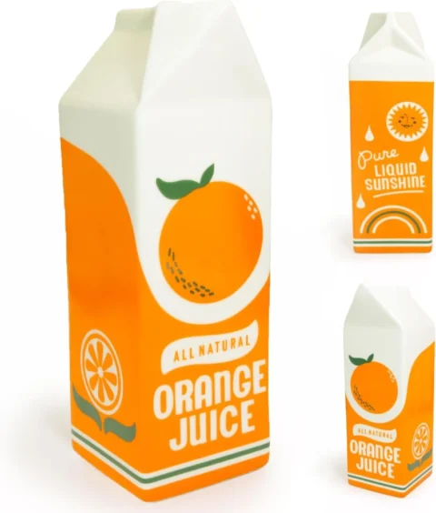Vase carton à jus d’orange vintage en céramique, 25 cm