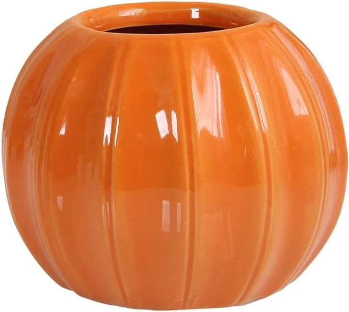 Vase citrouille en céramique orange, hydroponique, 14 cm
