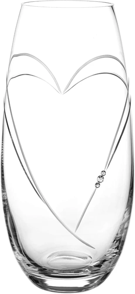 Vase cœur en cristal taillé main et cristaux, 25 cm