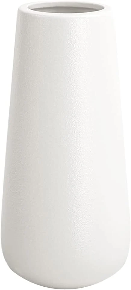 Vase conique en céramique blanche, 28 cm de haut