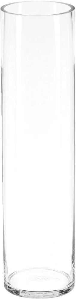Vase cylindre en verre transparent, 60 cm
