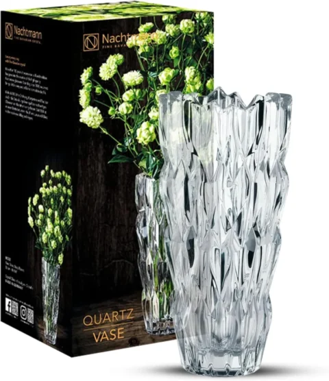 Vase cylindrique en cristal texturé Quartz, 26 cm