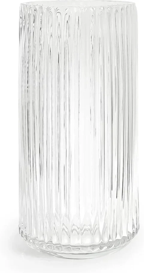 Vase cylindrique en verre soufflé, style scandinave, 25 cm