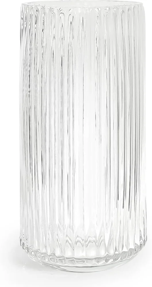 Vase cylindrique en verre soufflé, style scandinave, 25 cm