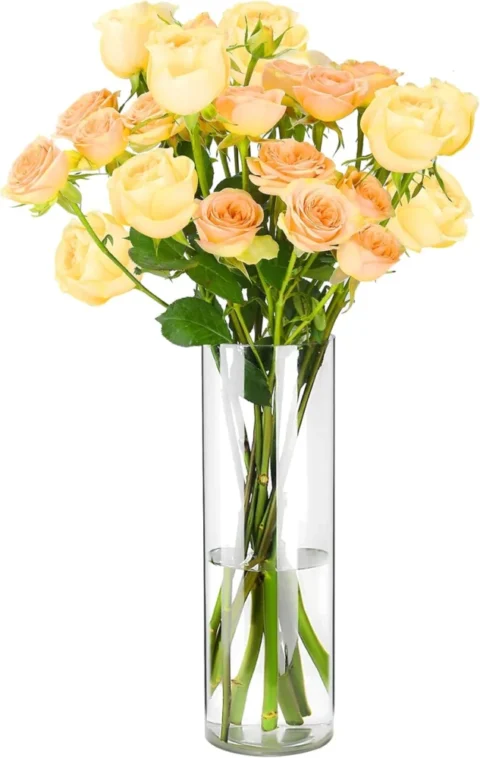 Vase cylindrique haut en acrylique transparent, 35 cm