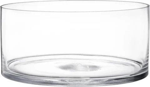 Vase cylindrique large en verre transparent, 20 cm