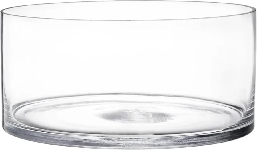 Vase cylindrique large en verre transparent, 20 cm