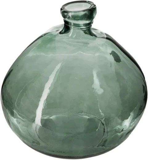 Vase dame-jeanne en verre recyclé vert kaki, 33 cm