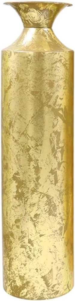 Vase de sol en métal doré texturé, 55 cm