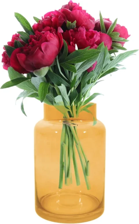 Vase décoratif en verre jaune, 13 x 20 cm, Point-Virgule