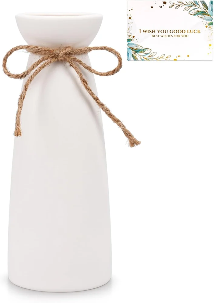 Vase en céramique blanche, finition mate unie