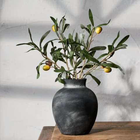 Vase en céramique noire, style ferme rustique