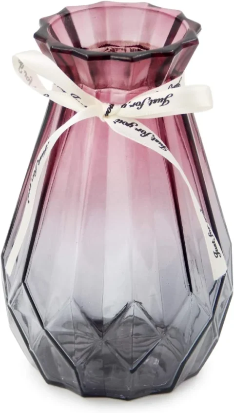Vase en verre dégradé gris et violet, 17 cm