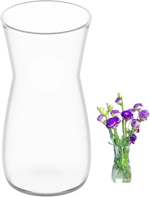 Vase en verre transparent clair, 20 cm de haut