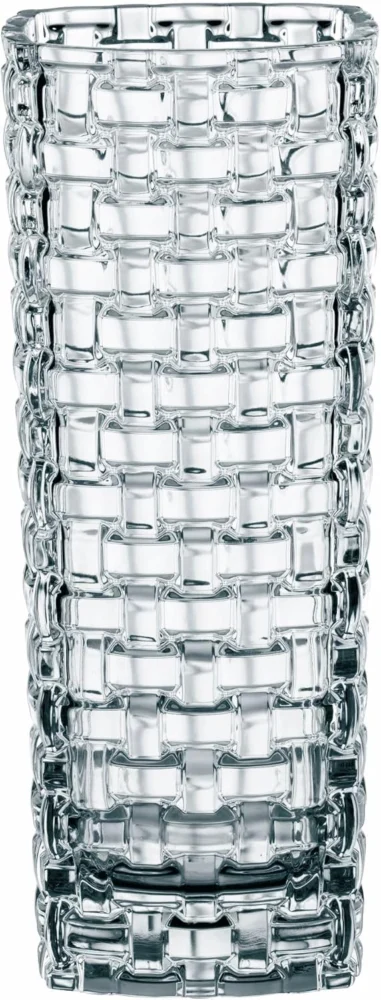 Vase facetté en cristal transparent, structure panier, 28 cm