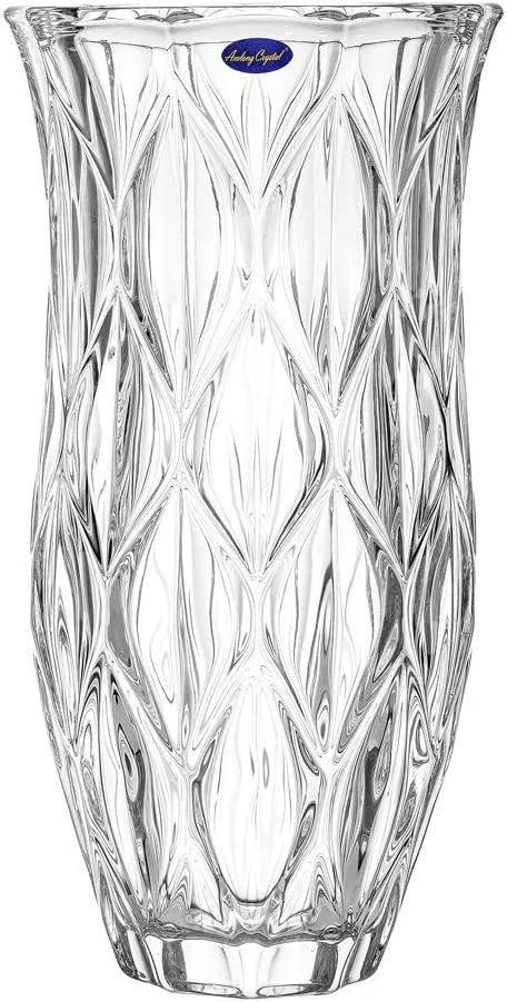 Vase floral transparent évasé en cristal, 30,5 cm