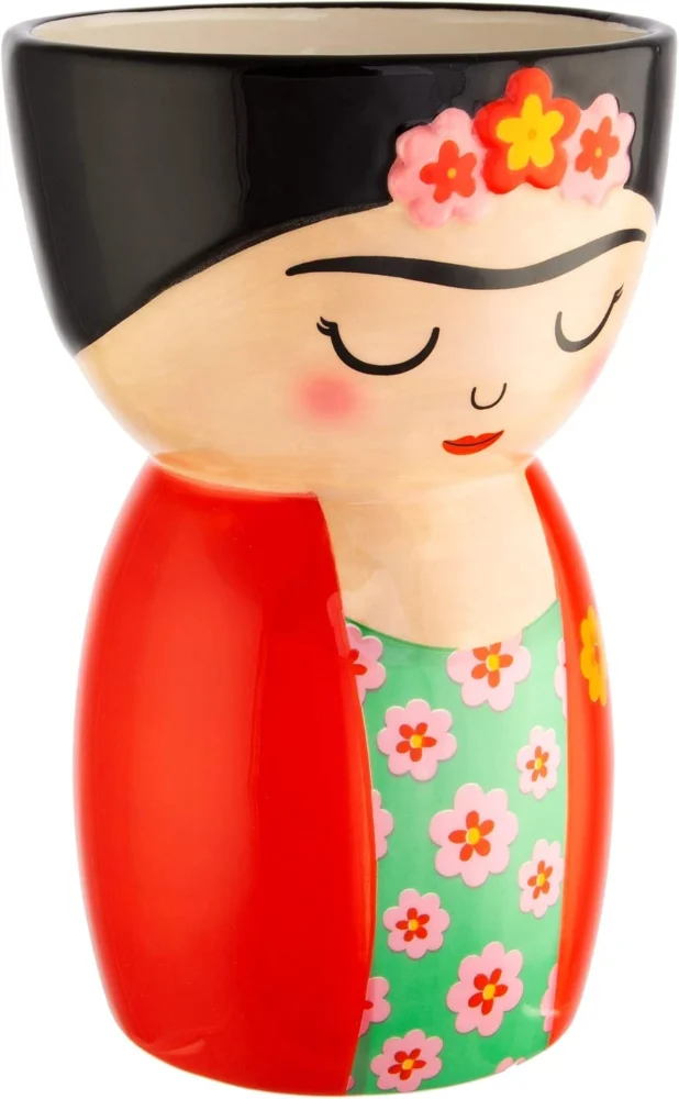 Vase Frida Kahlo en céramique multicolore
