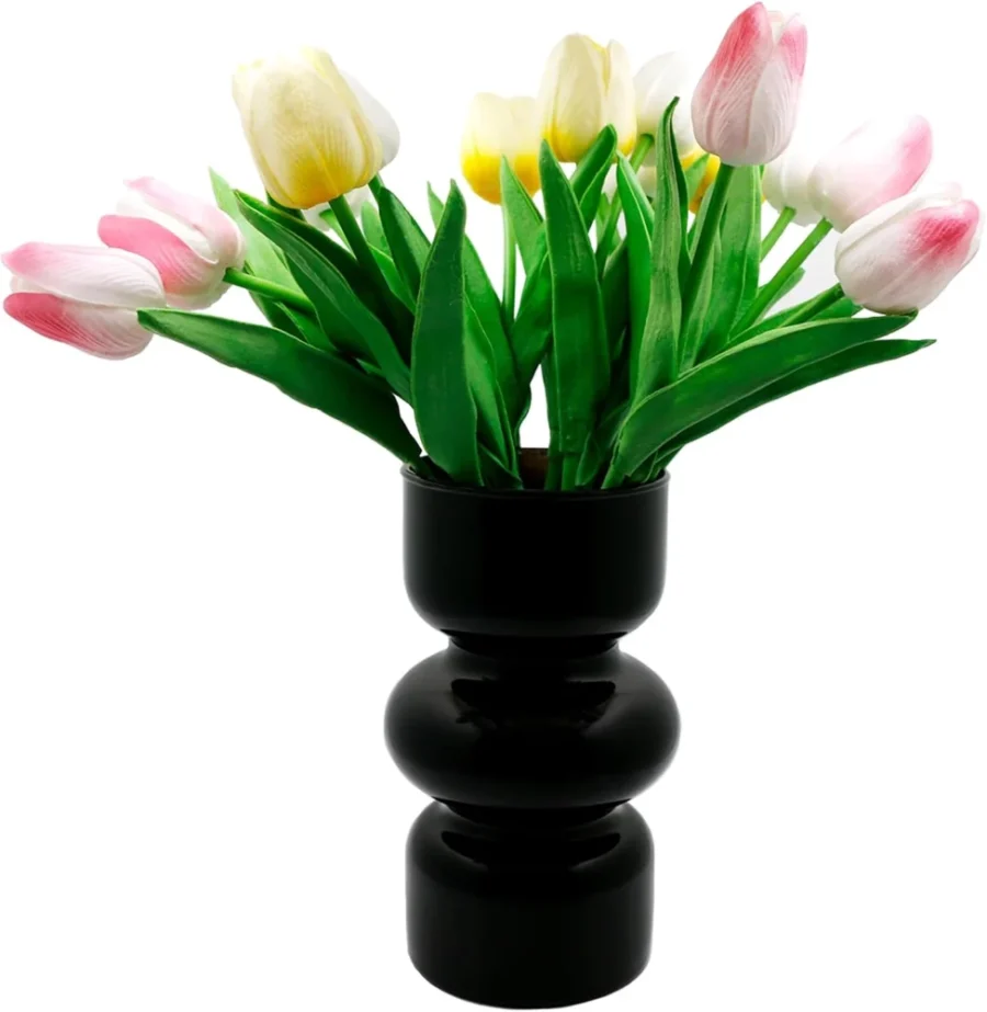 Vase géométrique en verre noir, hydroponique