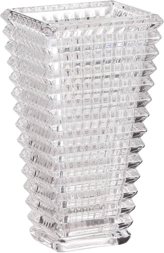 Vase géométrique en verre transparent, 23 cm