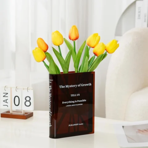 Vase livre en acrylique marron transparent 19 cm